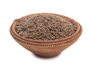Organic Flax Seeds Also Know as Alsi, Linum usitatissimum or linseed Isolated on White Background