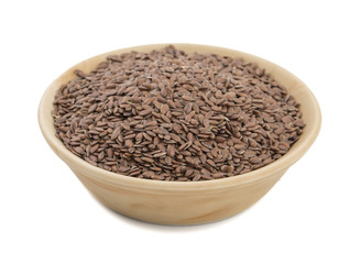 Organic Flax Seeds Also Know as Alsi, Linum usitatissimum or linseed Isolated on White Background