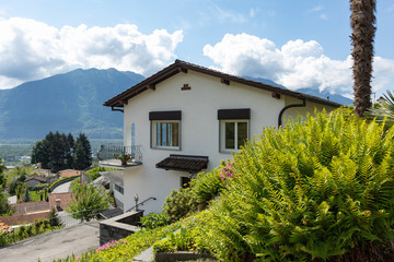 Exterior of villa with large square