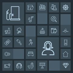 Modern, simple, dark vector icon set with double, money, action, map, music, finance, gas, architecture, petrol, gasoline, cold, lady, furniture, girl, woman, business, jewelry, face, bed, drink icons