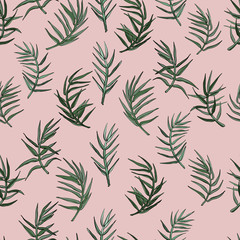 Naklejka premium Palm leaves seamless background.