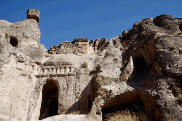 Ruins of ancient christian cave church in Cappadocian rocks,Ihlara valley,Turkey