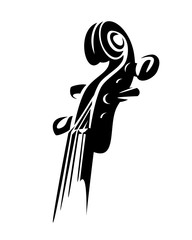 violin neck and pegbox - musical instrument black and white vector design
