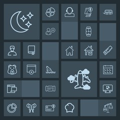 Modern, simple, dark vector icon set with web, hand, graph, drink, scale, entertainment, flight, business, minute, measurement, timetable, chart, internet, liquid, communication, sky, aircraft icons