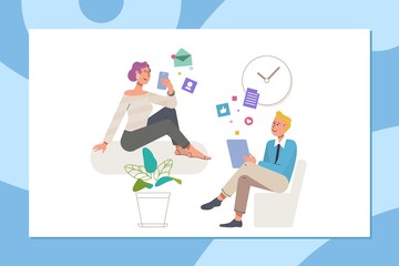 Online dating and social networking concept. Flat vector illustration