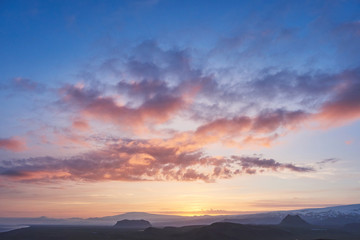 Fototapeta na wymiar Majestic mountains landscape under morning sky with clouds