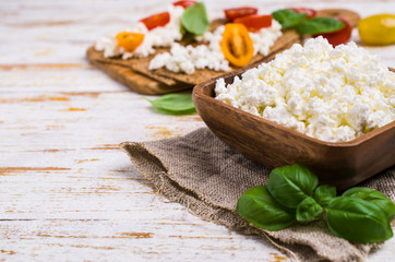 Curd cheese in a dish