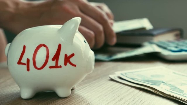 401k on a piggy bank. Retirement plan.