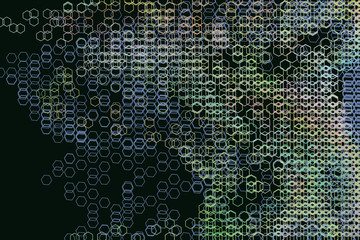 Abstract geometric hexagon pattern, colorful & artistic for graphic design, catalog, textile or texture printing & background.