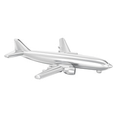 3D illustration isolated silver airplane
