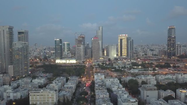 North Tel Aviv aerial skyline 4k drone footage ungraded/flat