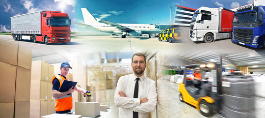 Transport und Warenhandel - Verkehr und Gewerbe Logistik - Arbeiter und Firmen