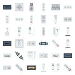 connector cable icons set