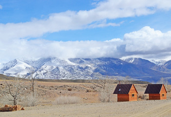 Mars in the Altai Mountains with snow-capped peaks