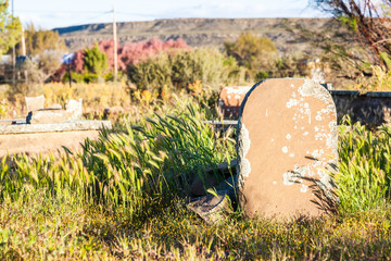 The graveyard at the town of Sutherland in the Karoo has many graves from the anglo-boer war. Sutherland, South Africa.