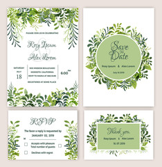 Greenery Wedding Invitation Suite Printable.