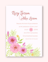 Watercolor Floral Wedding Invitation.