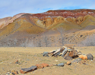 Mountains of red color in the Altai Mountains, called the local population Marsom