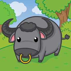 buffalo, cute vector, cute cartoon