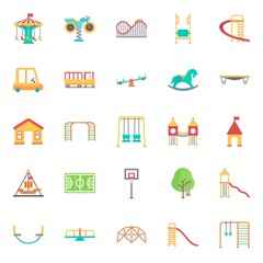 amusement park icons set