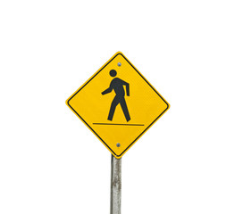 Pedestrian traffic sign on a white background