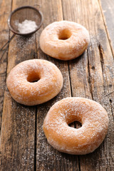 donut on wood background