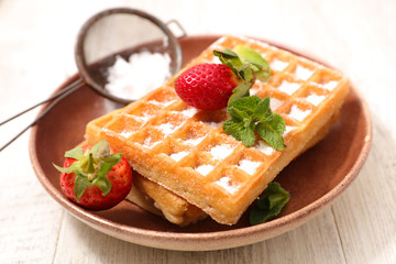 waffle and strawberry