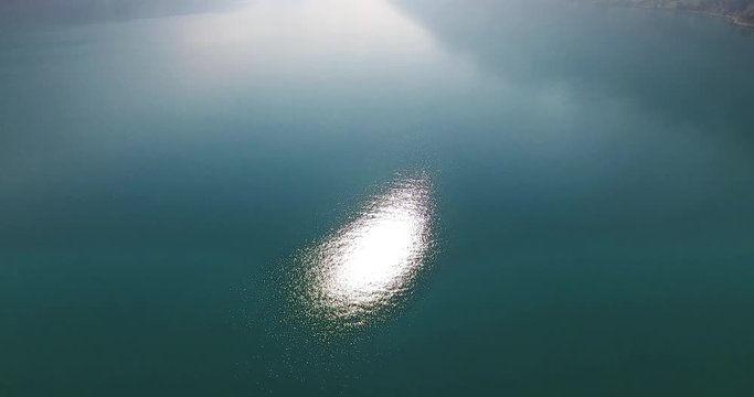 Aerial of the turquoise lake Brienz 