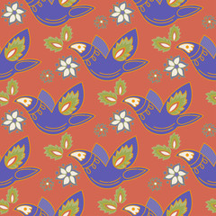 Oriental Seamless Pattern TATAR ORNAMENT RED 1 Color Vector Illustration for Birthday and Wedding Decor, Print for scrapbooking and greetings