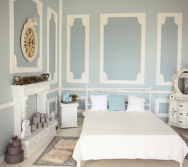 interior of the stylish bedroom .photo with copy space
