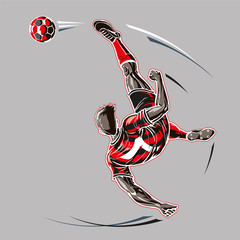 Soccer player overhead kick. © trattieritratti
