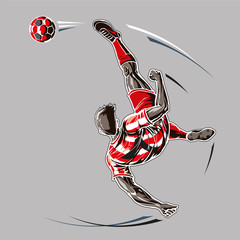 Soccer player overhead kick. © trattieritratti