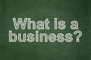 Finance concept: text What is a Business? on Green chalkboard background