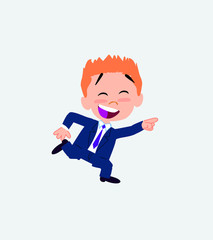 Businessman running smiling.