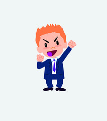 Businessman cheering enthusiastically.