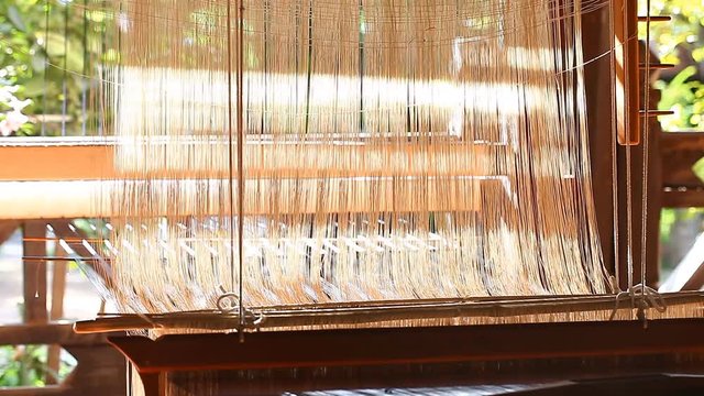 Manual wood loom in Asia