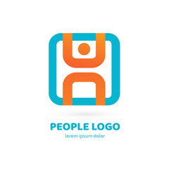 Human character vector logo template creative illustration. Abstract man figure sign.