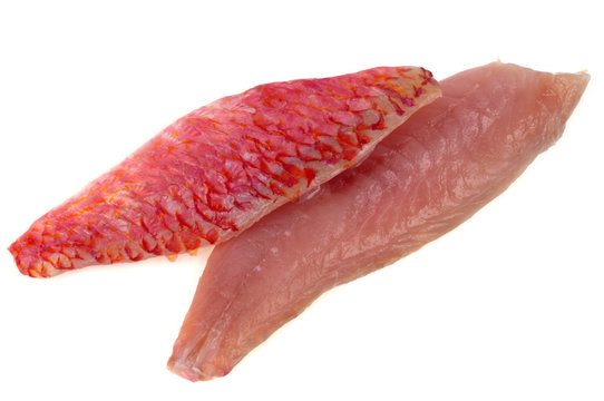 Filets de rougets sur fond blanc