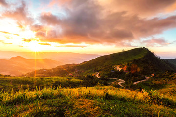 Beautiful Sunset in the mountain,Chiang Mai,Thailand.