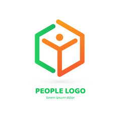 Human character vector logo template creative illustration. Abstract man figure sign.