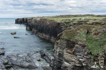 Famous beach of Playa de Las Catedrales in Ribadeo. Galicia, Spain.