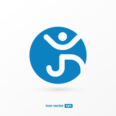 Human character vector logo template creative illustration. Abstract man figure sign.