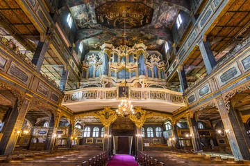 Fotobehang Interior of magnificently decorated wooden Protestant Church of Peace in Swidnica, UNESCO World Cultural Heritage, Poland. © GISTEL