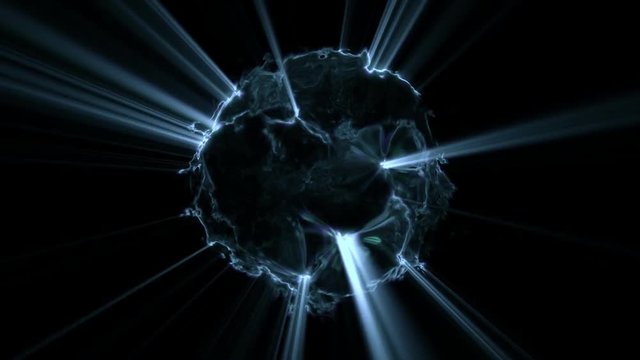 Blue rays of light in a dark background