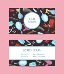 Vector business card template with hairdresser or barber