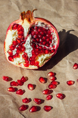 cut pomegranate on paper
