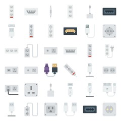 connector cable icons set