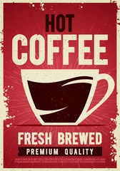 Vektor-Illustration Coffee Shop Retro Vintage Poster Vorlage Blechschild mit Tasse für Café-Bar Innendekoration. © Black White Mouse