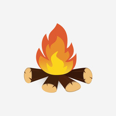 Bonfire cartoon vector isolated on white background.