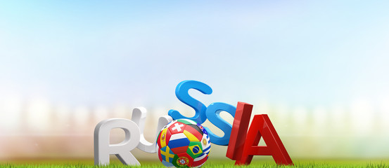soccer ball Russia 3d rendering